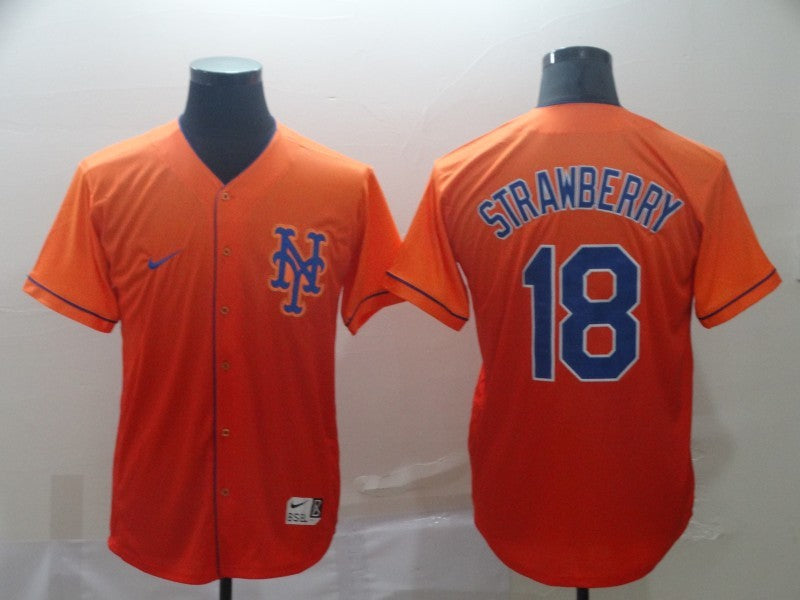 Men's New York Mets Darryl Strawberry #18 Orange Baseball Jersey